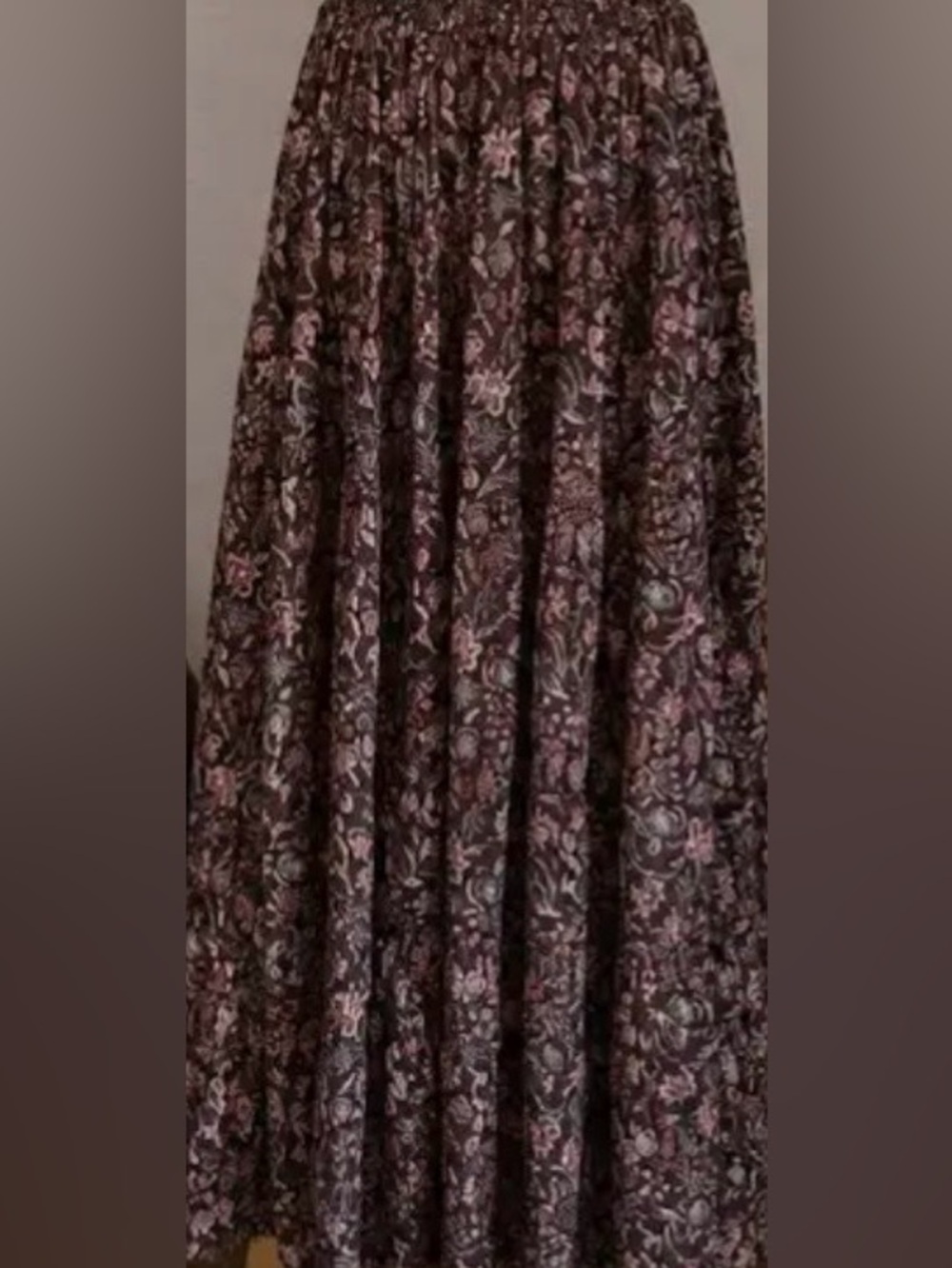 Lucky Brand - Floral Print Pleated Maxi Skirt in Burgundy and Black